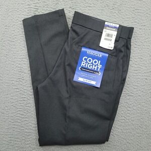 Haggar Cool Right Men's 34x29 (36) Slim Fit Performance Flex Wrinkle Free Pants